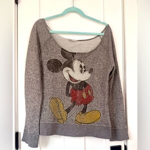 Disney Mickey Mouse Off-the-Shoulder Gray Sweater Women’s XL
